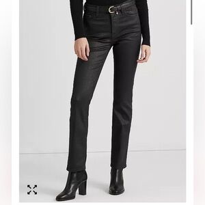 Ralph Lauren Women's Black Coated Straight Leg Jeans